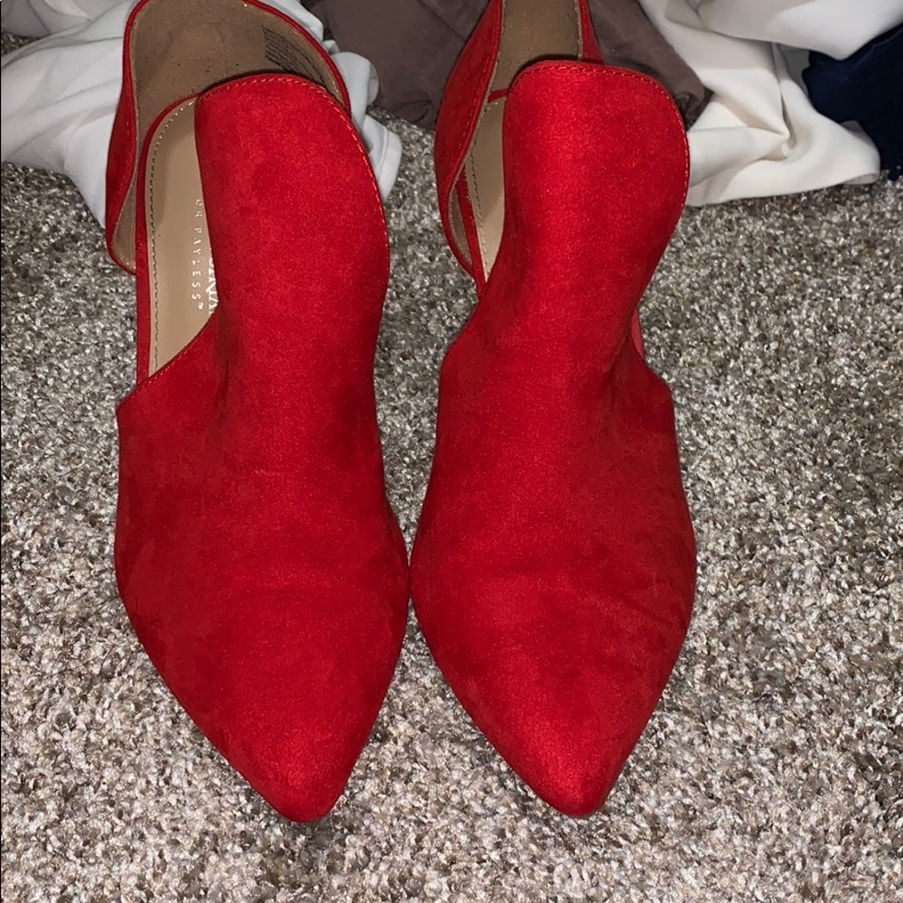 Worn twice red suede size 7.5 heals!